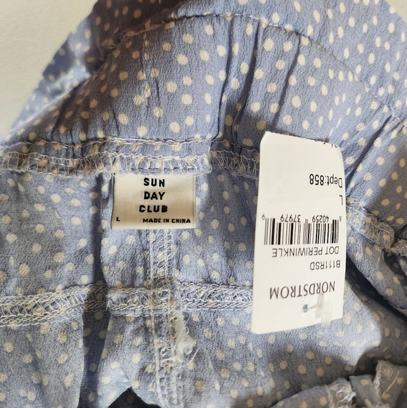 Sun Day Club Belt Blue Floral Shorts Paper Bag High Waist Pull On Pockets New - Picture 6 of 10